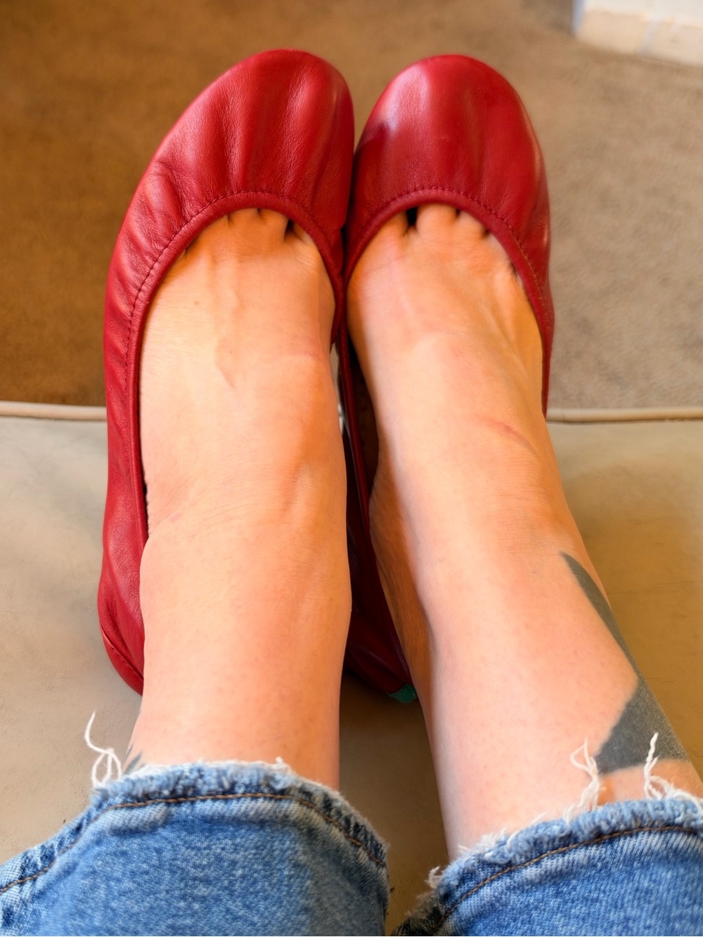 Tieks Cardinal Red Leather Ballet Flats